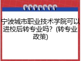 宁波城市职业技术学院可以进校后转专业吗？(转专业政策)
