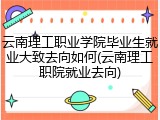 云南理工职业学院毕业生就业大致去向如何(云南理工职院就业去向)