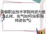 安徽职业技术学院师资力量怎么样，名气如何(安职院师资名气)