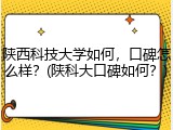 陕西科技大学如何，口碑怎么样？(陕科大口碑如何？)