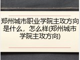 郑州城市职业学院主攻方向是什么，怎么样(郑州城市学院主攻方向)
