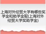 上海对外经贸大学有哪些奖学金和助学金呢(上海对外经贸大学奖助学金)