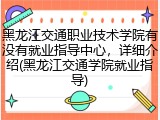 黑龙江交通职业技术学院有没有就业指导中心，详细介绍(黑龙江交通学院就业指导)