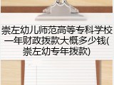 崇左幼儿师范高等专科学校一年财政拨款大概多少钱(崇左幼专年拨款)