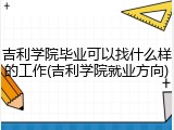 吉利学院毕业可以找什么样的工作(吉利学院就业方向)