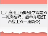 江西应用工程职业学院是双一流高校吗，简单介绍(江西应工双一流简介)