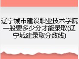 辽宁城市建设职业技术学院一般要多少分才能录取(辽宁城建录取分数线)