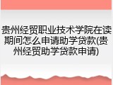 贵州经贸职业技术学院在读期间怎么申请助学贷款(贵州经贸助学贷款申请)