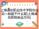 上海浦东职业技术学院毕业后一般能干什么呢(上海浦东职院就业方向)