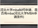 河北大学mba如何申请，是否有mba(河北大学MBA申请条件)