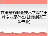 甘肃建筑职业技术学院的王牌专业是什么(甘肃建院王牌专业)