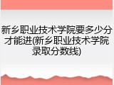 新乡职业技术学院要多少分才能进(新乡职业技术学院录取分数线)