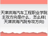 天津滨海汽车工程职业学院主攻方向是什么，怎么样(天津滨海汽院专攻方向)