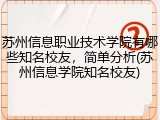 苏州信息职业技术学院有哪些知名校友，简单分析(苏州信息学院知名校友)