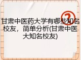 甘肃中医药大学有哪些知名校友，简单分析(甘肃中医大知名校友)