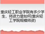 重庆轻工职业学院有多少学生，师资力量如何(重庆轻工学院规模师资)
