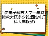 西安电子科技大学一年财政拨款大概多少钱(西安电子科大年拨款)