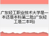 广东轻工职业技术大学是一本还是本科第二批(广东轻工是二本吗)