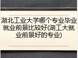 湖北工业大学哪个专业毕业就业前景比较好(湖工大就业前景好的专业)