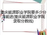 重庆能源职业学院要多少分才能进(重庆能源职业学院录取分数线)