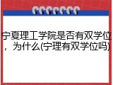 宁夏理工学院是否有双学位，为什么(宁理有双学位吗)