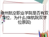 宿州航空职业学院是否有双学位，为什么(宿航院双学位原因)