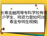 长春金融高等专科学校有多少学生，师资力量如何(长春金专师生规模)