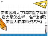 安徽医科大学临床医学院师资力量怎么样，名气如何(安医大临床师资名气)