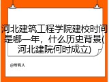 河北建筑工程学院建校时间是哪一年，什么历史背景(河北建院何时成立)