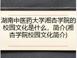 湖南中医药大学湘杏学院的校园文化是什么，简介(湘杏学院校园文化简介)