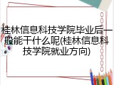 桂林信息科技学院毕业后一般能干什么呢(桂林信息科技学院就业方向)
