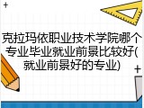 克拉玛依职业技术学院哪个专业毕业就业前景比较好(就业前景好的专业)
