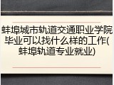 蚌埠城市轨道交通职业学院毕业可以找什么样的工作(蚌埠轨道专业就业)
