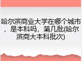 哈尔滨商业大学在哪个城市，是本科吗，第几批(哈尔滨商大本科批次)