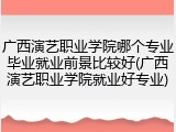 广西演艺职业学院哪个专业毕业就业前景比较好(广西演艺职业学院就业好专业)