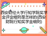 西安财经大学行知学院奖学金评定细则是怎样的(西安财院行知奖学金细则)