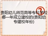 贵阳幼儿师范高等专科学校哪一年成立建校的(贵阳幼专建校年份)