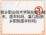 新乡职业技术学院在哪个城市，是本科吗，第几批(新乡职院是本科吗)