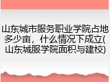 山东城市服务职业学院占地多少亩，什么情况下成立(山东城服学院面积与建校)