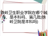 铁岭卫生职业学院在哪个城市，是本科吗，第几批(铁岭卫院是本科吗)