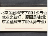 北京金融科技学院什么专业就业比较好，原因是啥(北京金融科技学院优势专业)