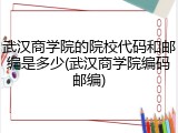 武汉商学院的院校代码和邮编是多少(武汉商学院编码邮编)