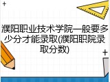 濮阳职业技术学院一般要多少分才能录取(濮阳职院录取分数)