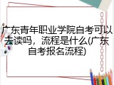 广东青年职业学院自考可以去读吗，流程是什么(广东自考报名流程)