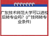 广东技术师范大学可以进校后转专业吗？(广技师转专业条件)