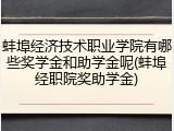 蚌埠经济技术职业学院有哪些奖学金和助学金呢(蚌埠经职院奖助学金)