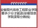 安徽现代信息工程职业学院要多少分才能进(安徽信息学院录取分数线)