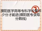濮阳医学高等专科学校要多少分才能进(濮阳医专录取分数线)