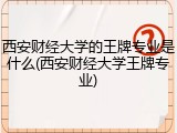 西安财经大学的王牌专业是什么(西安财经大学王牌专业)