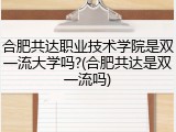 合肥共达职业技术学院是双一流大学吗?(合肥共达是双一流吗)